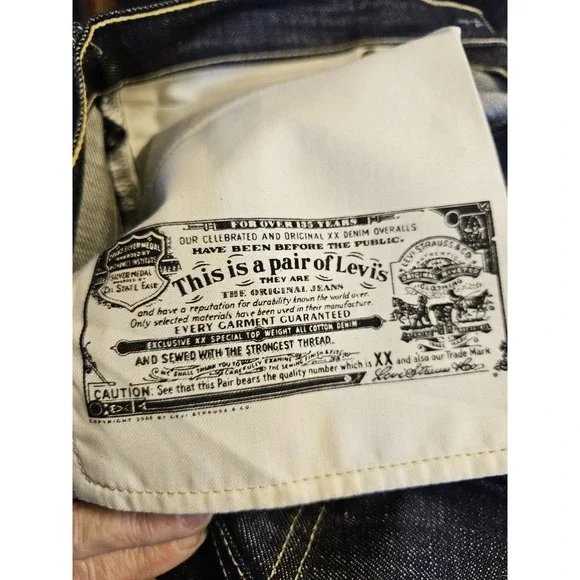 Levi's 501 Men's Original Fit Jeans Dark Indigo Denim, Straight Leg, Button - Picture 8 of 15